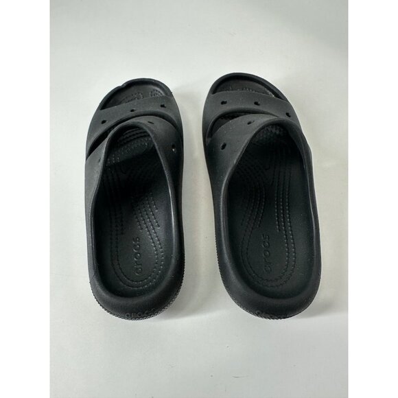 Crocs Black Slide Sandals Womens J5 Comfortable Lightweight Slip-On Rubber Shoes - Picture 3 of 5